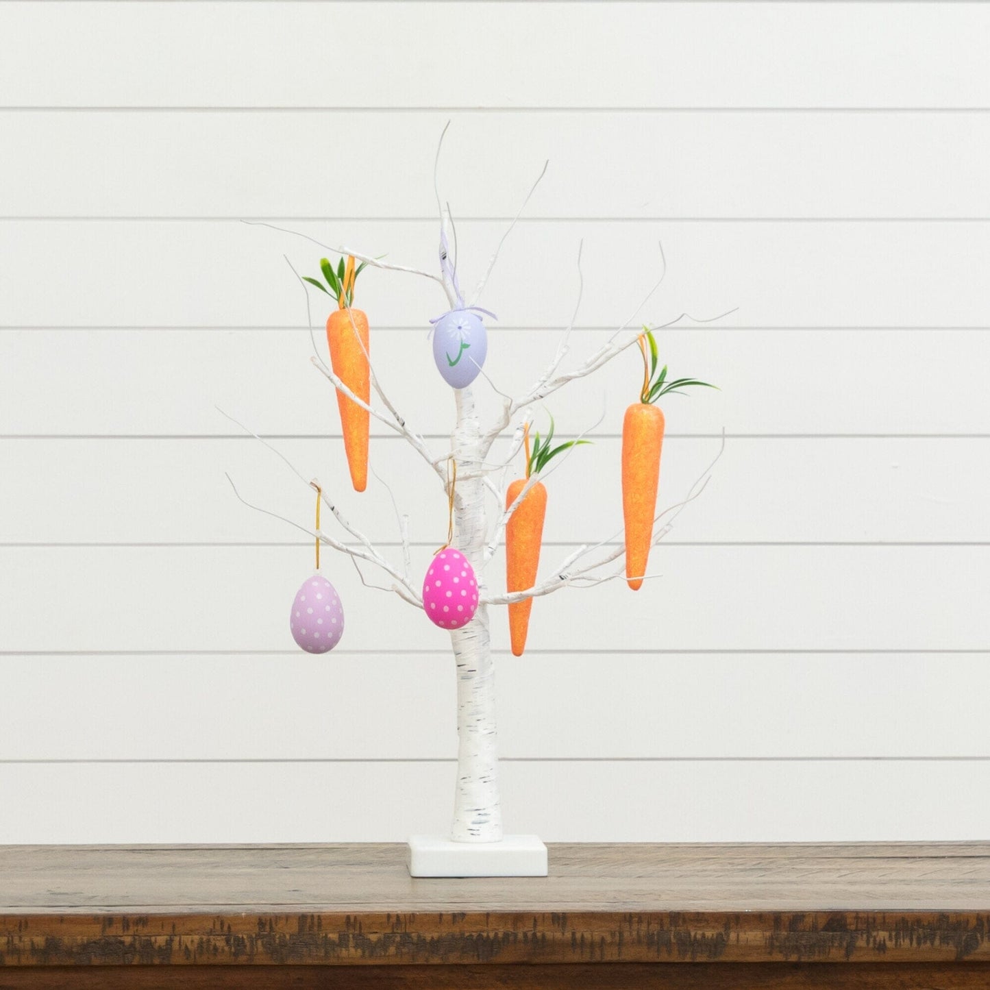 2' Pre-Lit Artificial Easter Egg and Carrots Ornament Twig Tree with 24 LEDs Nearly Natural on Tampa Home & Garden Store