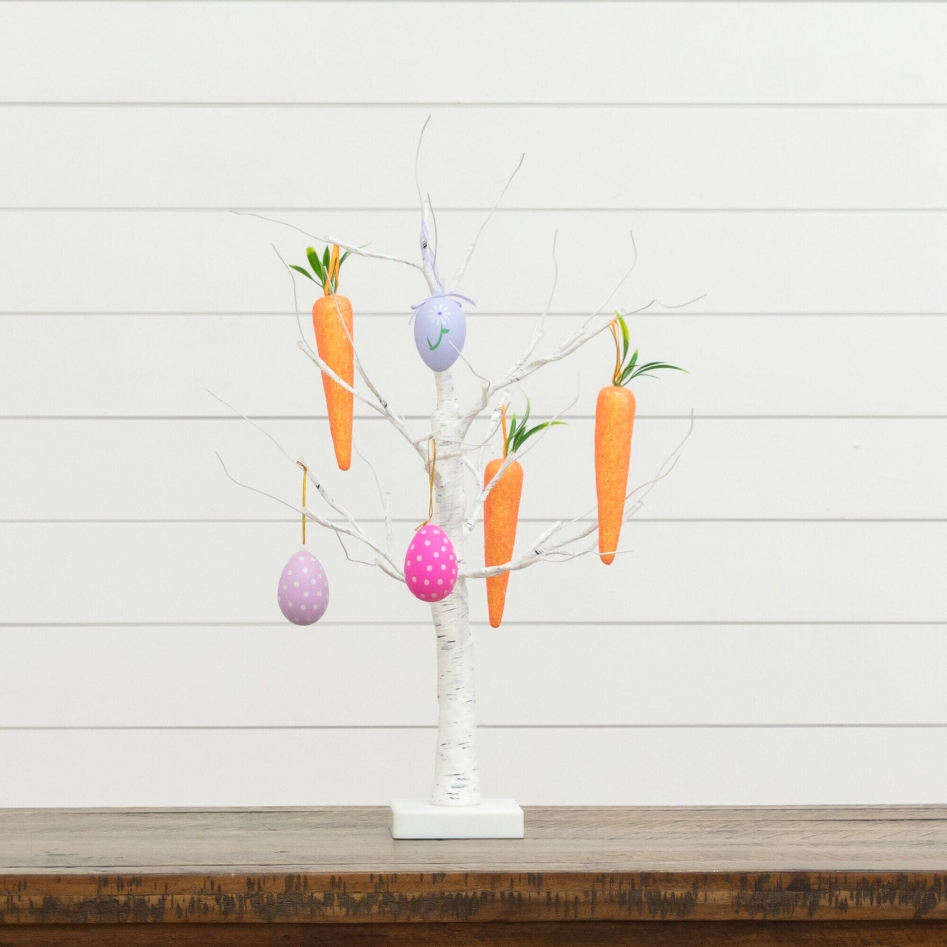 2' Pre-Lit Artificial Easter Egg and Carrots Ornament Twig Tree with 24 LEDs Nearly Natural on Tampa Home & Garden Store