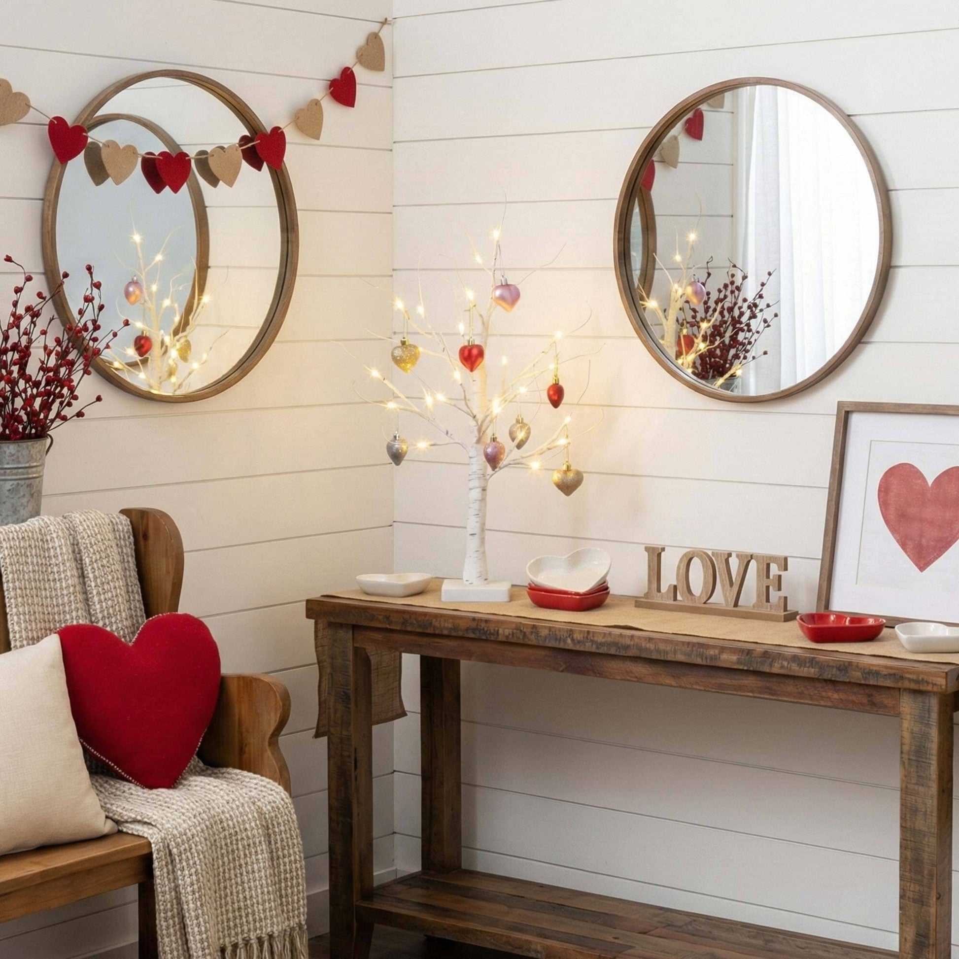 2ft pre-lit Valentine twig tree by Nearly Natural with 24 warm white LEDs and heart ornaments on Tampa Home & Garden Store