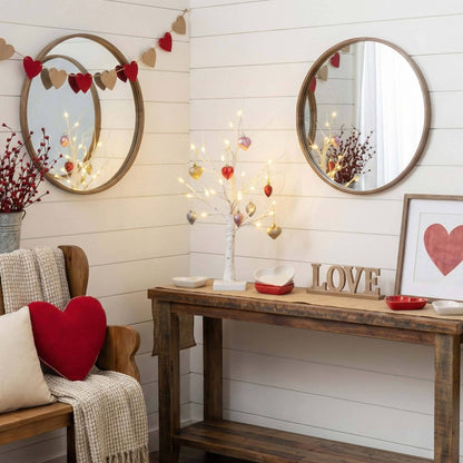 2ft pre-lit Valentine twig tree by Nearly Natural with 24 warm white LEDs and heart ornaments on Tampa Home & Garden Store