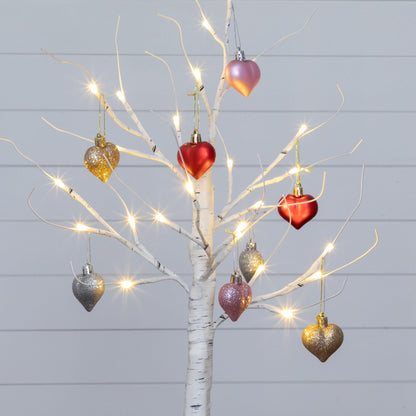 2' pre-lit twig tree Nearly Natural with 24 warm white LEDs and pink red glitter hearts on Tampa Home & Garden Store