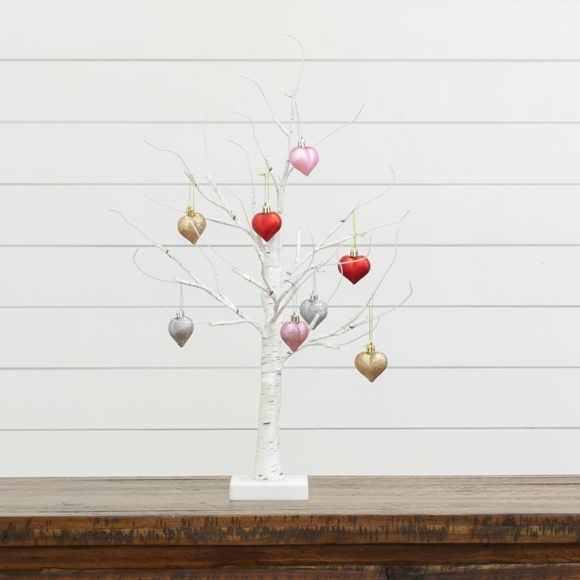 2' Pre-Lit Twig Tree by Nearly Natural with 24 warm white LEDs and heart ornaments on Tampa Home & Garden Store