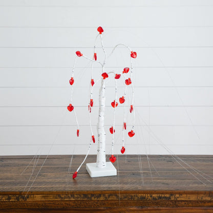 Nearly Natural 2' pre-lit Valentine willow tree with 24 red heart LED lights on white pedestal on Tampa Home & Garden Store