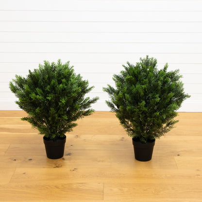 Set of Two Artificial Cedar Bushes for Patio