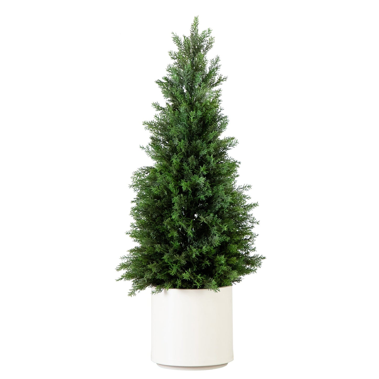Cedro artificial de 3' en maceta blanca, resistente a los rayos UV (interior/exterior)