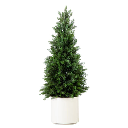 Cedro artificial de 3' en maceta blanca, resistente a los rayos UV (interior/exterior)