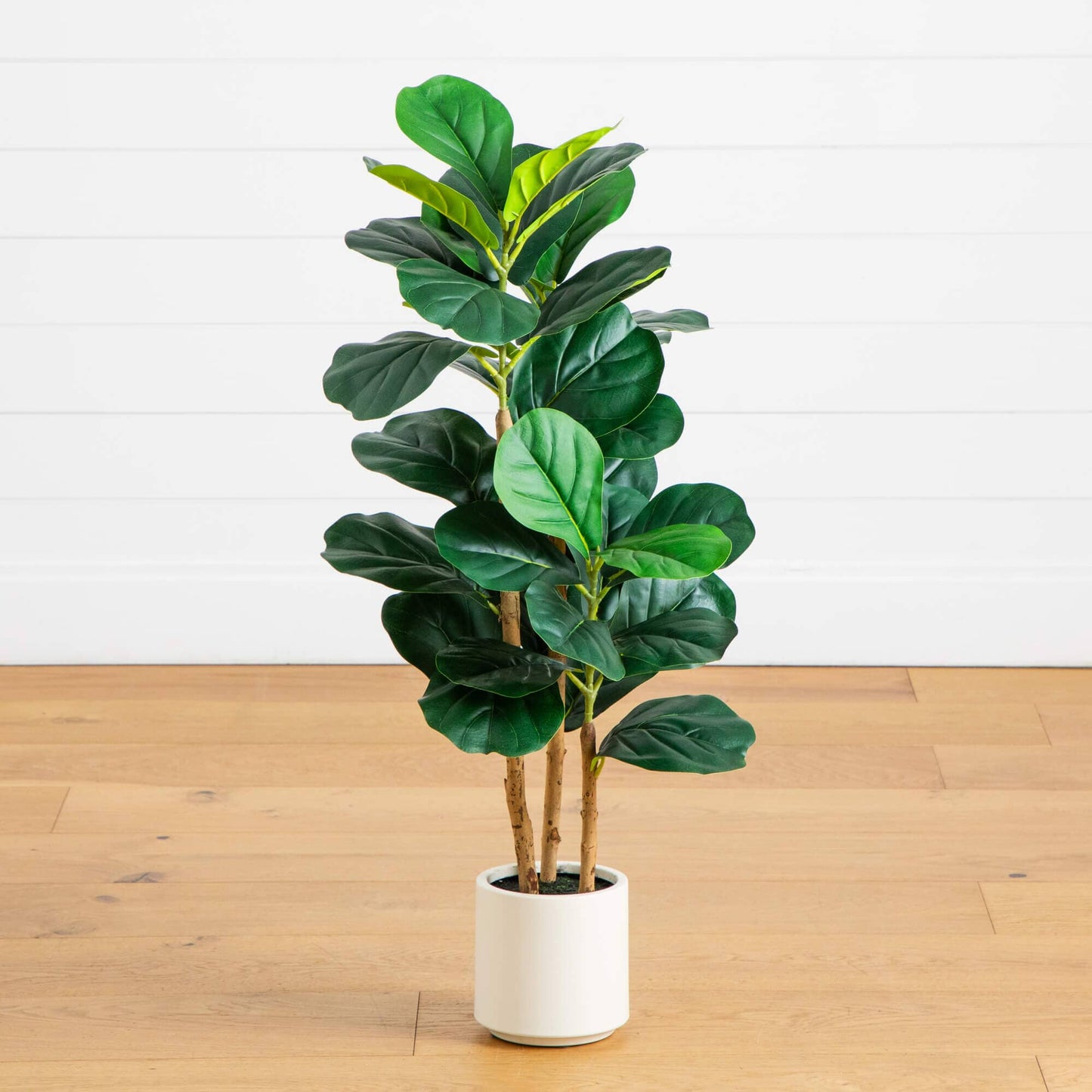 3' Nearly Natural fiddle leaf artificial tree in a white decorative planter on Tampa Home & Garden Store