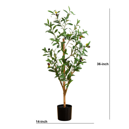 3 ft Artificial Olive Tree With Natural Trunk