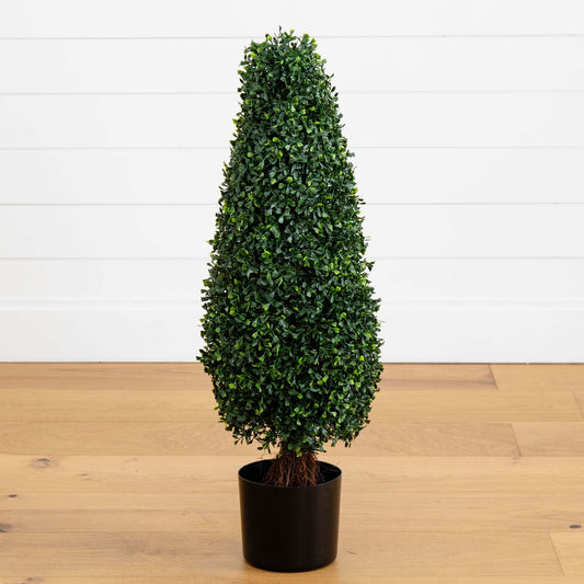 3’ Boxwood Tower Topiary by Nearly Natural, UV resistant artificial boxwood for indoor outdoor use on Tampa Home & Garden Store