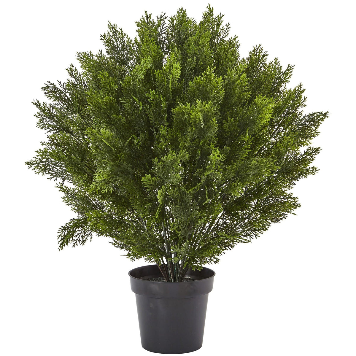 3' Cedar Bush artificial shrub by Nearly Natural with dense green foliage in a black planter on Tampa Home & Garden Store