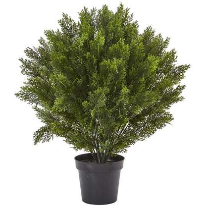 3' Cedar Bush artificial shrub by Nearly Natural with dense green foliage in a black planter on Tampa Home & Garden Store
