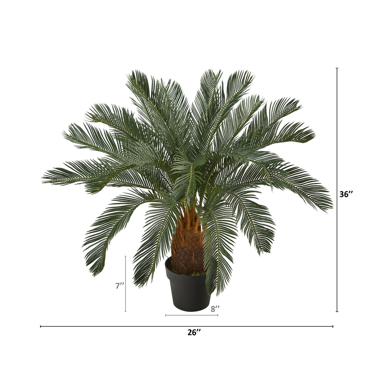 3’ Cycas artificial tree by Nearly Natural in a black planter with lush dark green fronds on Tampa Home & Garden Store