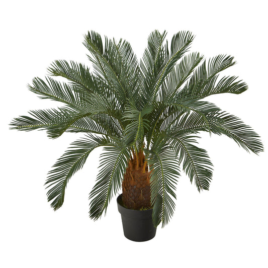 3’ Cycas artificial tree by Nearly Natural with dark green fronds in a black pot on Tampa Home & Garden Store