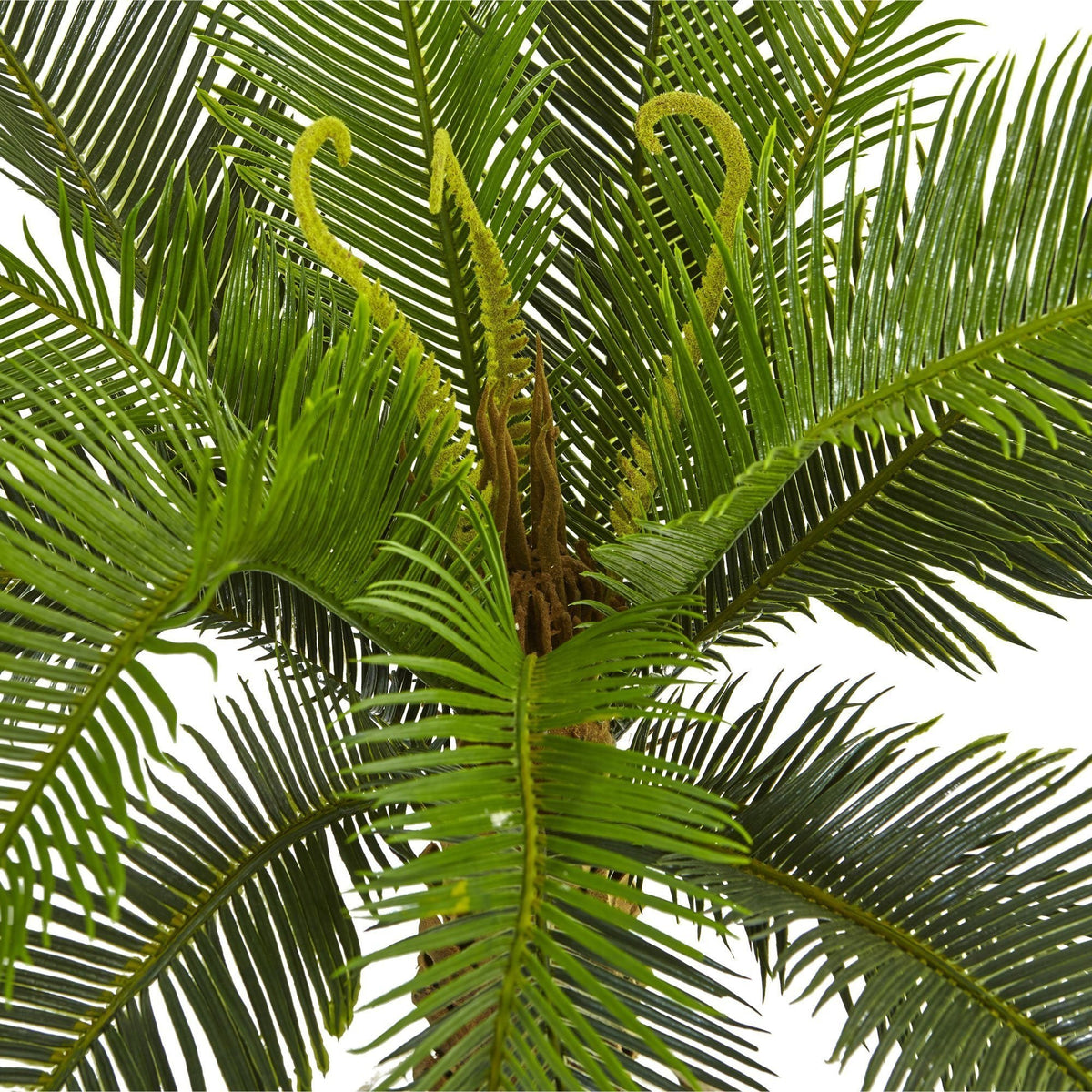 3’ Cycas tree in white tower planter, Nearly Natural artificial tree with green fronds on Tampa Home & Garden Store