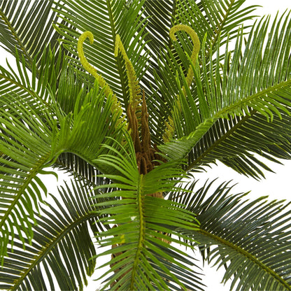 3’ Cycas tree in white tower planter, Nearly Natural artificial tree with green fronds on Tampa Home & Garden Store