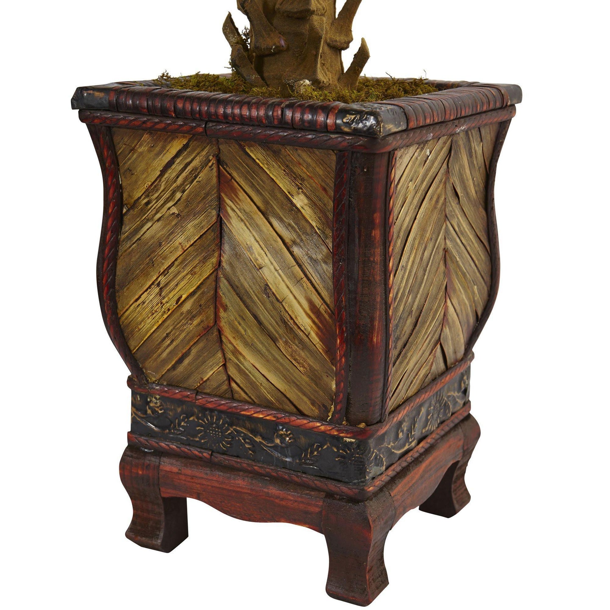 3’ Cycas Tree in Wood Planter Nearly Natural artificial tree in rustic wood planter on Tampa Home & Garden Store