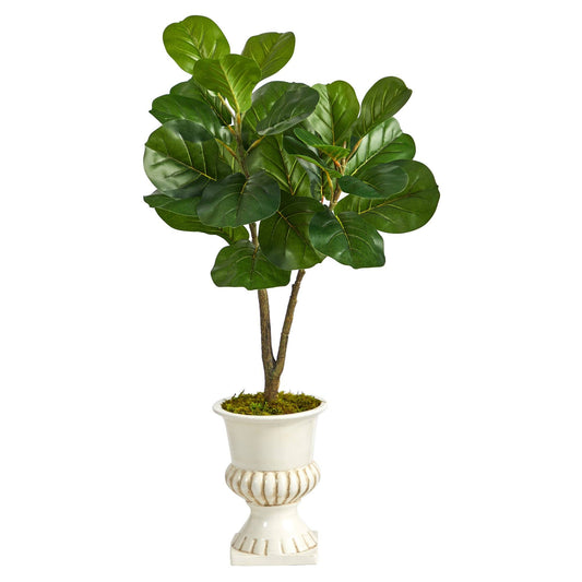 3’ Fiddle Leaf Fig Artificial Tree in White Urn - Tampa Home & Garden Store