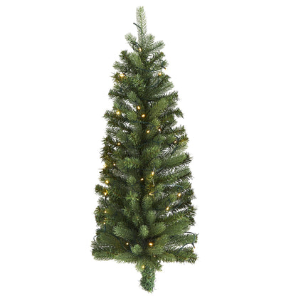 Árbol de Navidad artificial de 3' para colgar en la pared con 35 luces LED transparentes