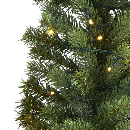 Árbol de Navidad artificial de 3' para colgar en la pared con 35 luces LED transparentes