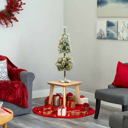 3 ft flocked Christmas tree topiary Nearly Natural with 50 warm white LEDs and pine cones on Tampa Home & Garden Store