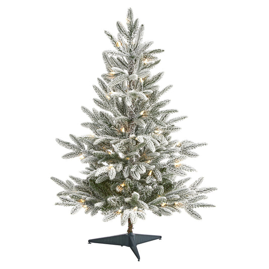 Christmas Tree NearlyNatural 3' Flocked Manchester Spruce with 50 Lights & 133 Bendable Branches on Tampa Home & Garden Store
