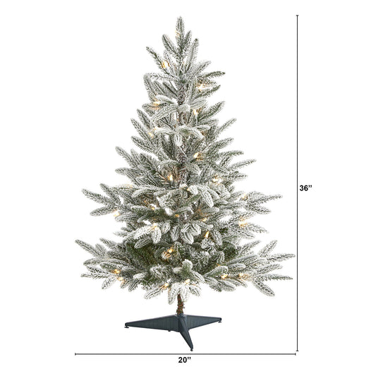 3' Flocked Manchester Spruce Christmas tree by Nearly Natural, 50 lights, 133 branches on Tampa Home & Garden Store
