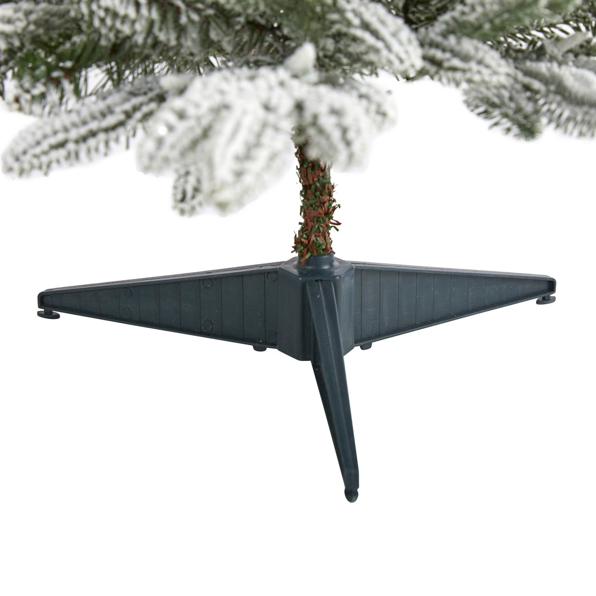3ft flocked Manchester Spruce Xmas tree Nearly Natural with snowy branches on black base on Tampa Home & Garden Store