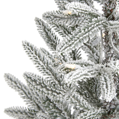 3 ft flocked Manchester Spruce artificial tree branch close-up covered in snow on Tampa Home & Garden Store