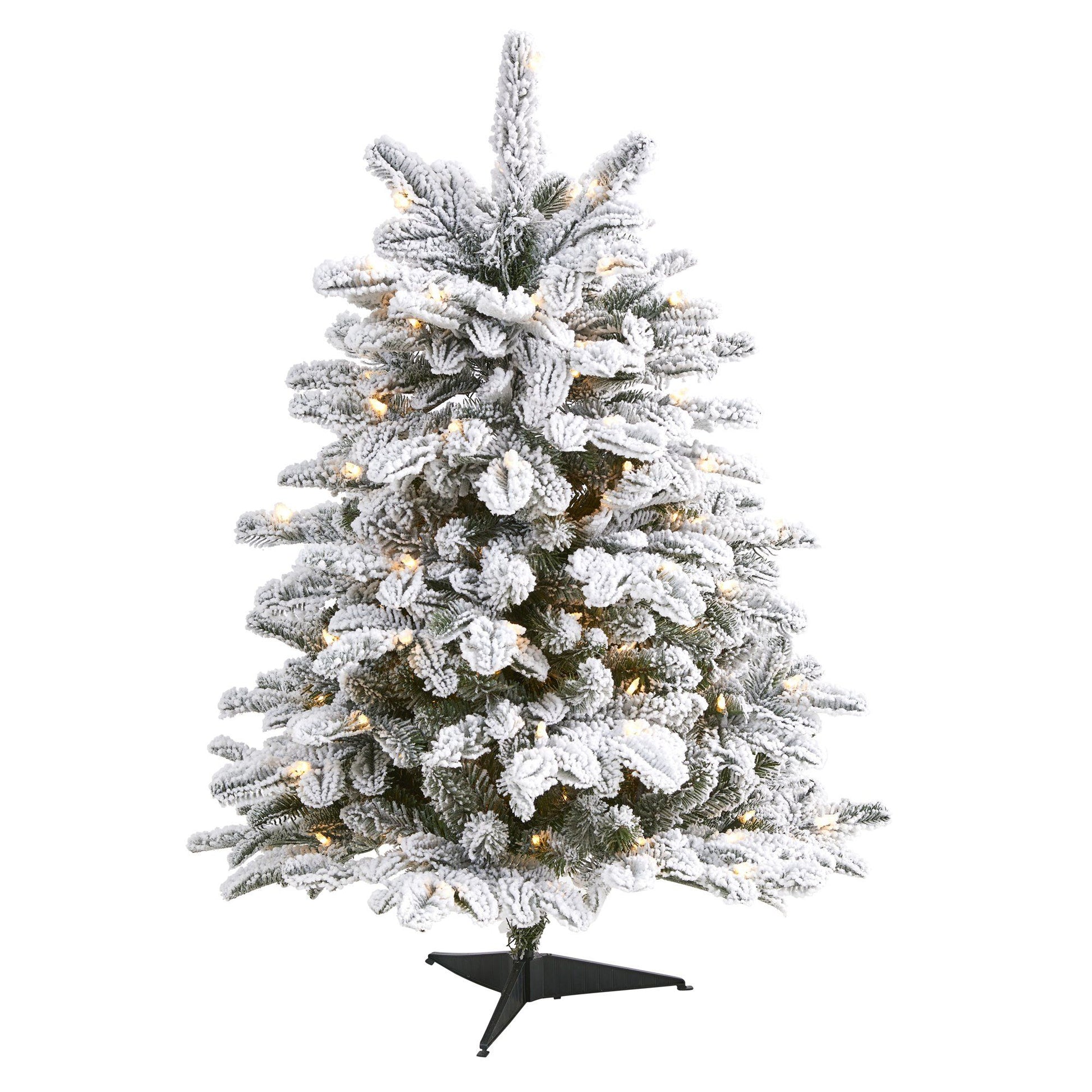 3 ft Nearly Natural flocked North Carolina fir Christmas tree with 150 warm white lights on Tampa Home & Garden Store