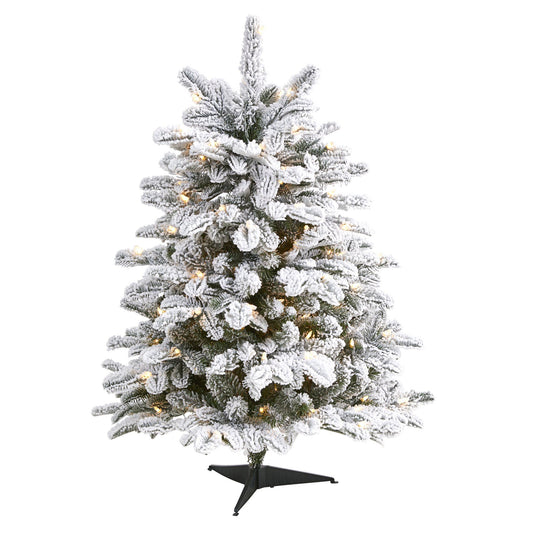 3 ft Nearly Natural flocked North Carolina fir Christmas tree with 150 warm white lights on Tampa Home & Garden Store