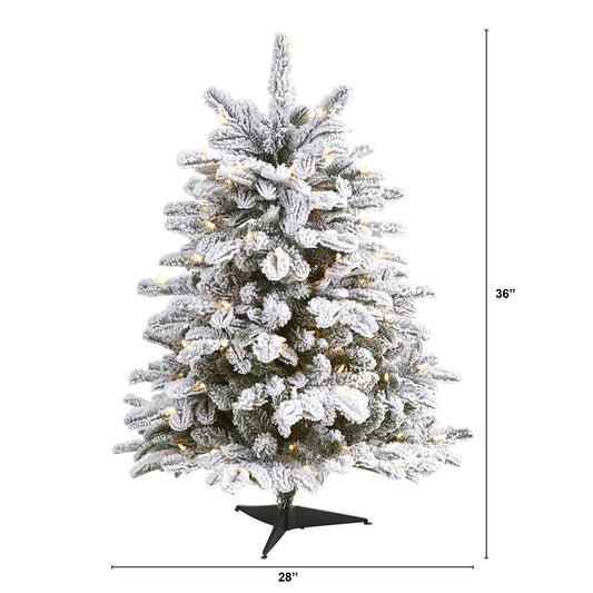 Nearly Natural flocked North Carolina fir Christmas tree with 150 lights 545 bendable branches on Tampa Home & Garden Store