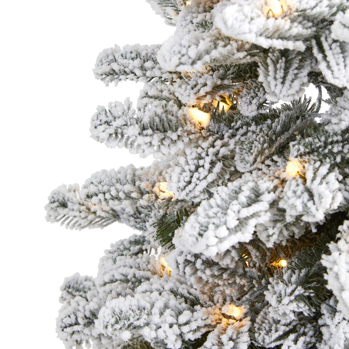 3’ flocked North Carolina fir artificial Christmas tree with 150 warm white lights on Tampa Home & Garden Store