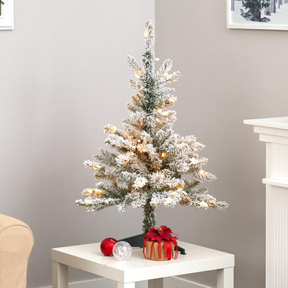 Árbol de Navidad artificial de abeto de Virginia Occidental de 0,91 m con 50 luces claras y 142 ramas
