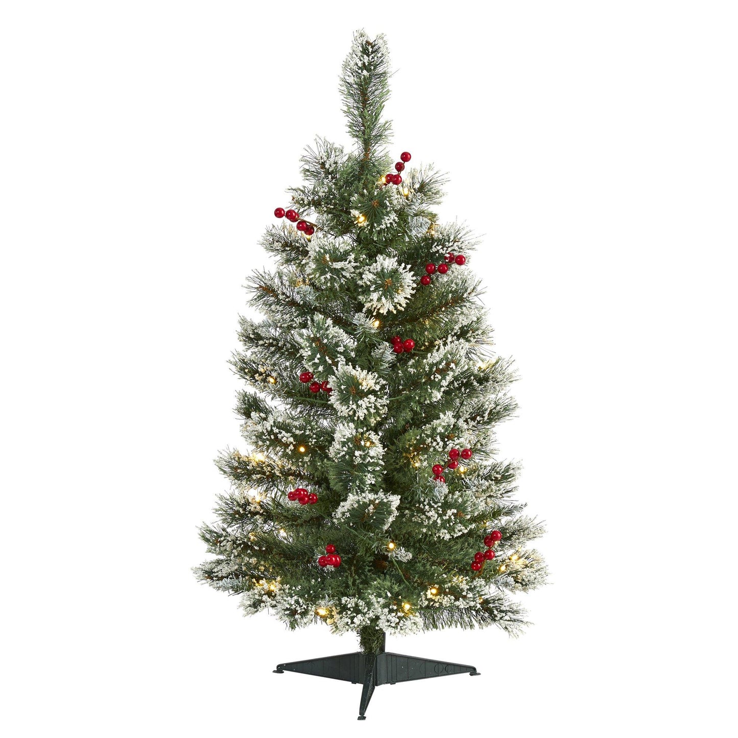 3' Frosted Swiss Pine Artificial Christmas Tree with 50 Clear LED Lights and Berries on Tampa Home & Garden Store