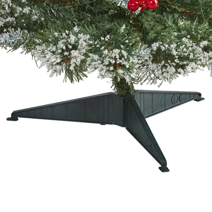 3 ft Frosted Swiss Pine artificial Christmas tree branch with snow-tipped needles and berries on Tampa Home & Garden Store
