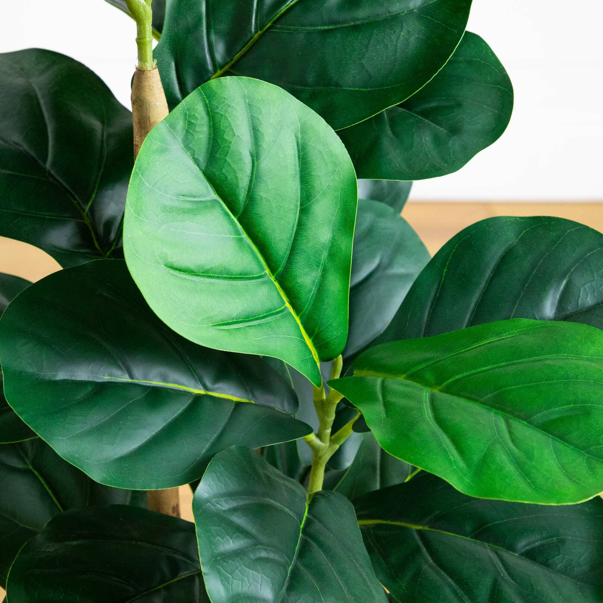 3' artificial fiddle leaf tree Nearly Natural with glossy dark green leaves on brown trunks on Tampa Home & Garden Store
