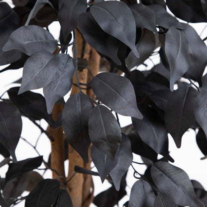 3' Artificial Halloween Black Ficus Tree with Natural Trunk by Nearly Natural, black leaves on Tampa Home & Garden Store