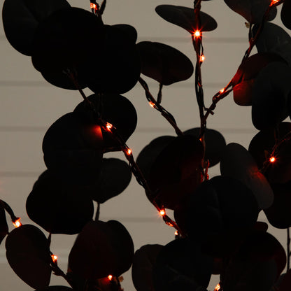 3' Pre-Lit Halloween black eucalyptus tree with 80 orange & purple LEDs, Nearly Natural on Tampa Home & Garden Store