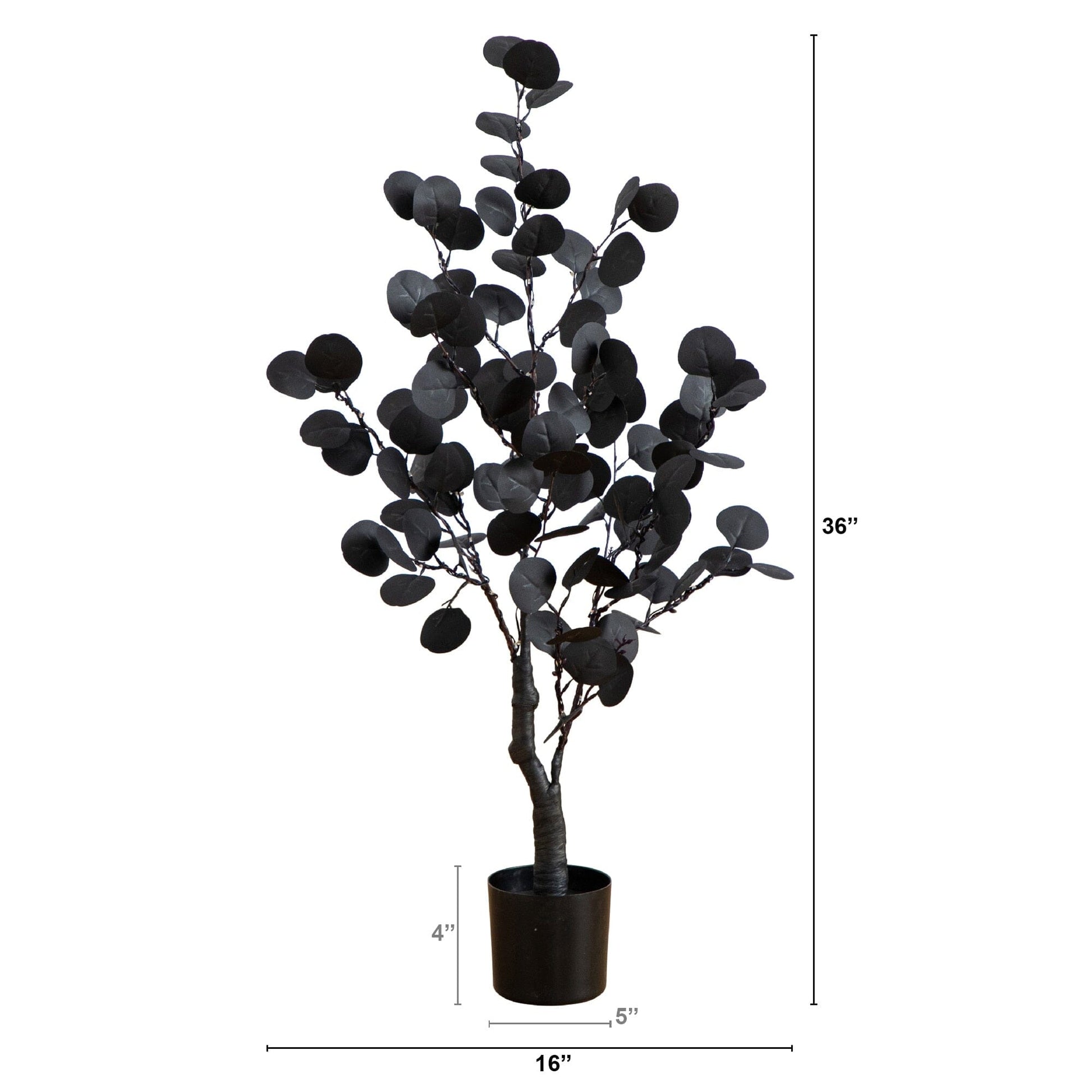 3' Nearly Natural pre-lit black eucalyptus tree with 80 orange & purple LEDs in a brown pot on Tampa Home & Garden Store