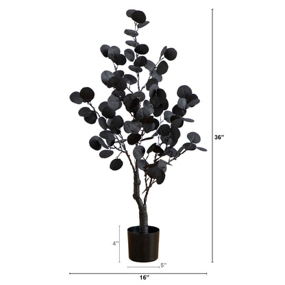 3' Nearly Natural pre-lit black eucalyptus tree with 80 orange & purple LEDs in a brown pot on Tampa Home & Garden Store