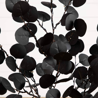 3 ft pre-lit Halloween black eucalyptus tree with 80 orange and purple LEDs on Tampa Home & Garden Store