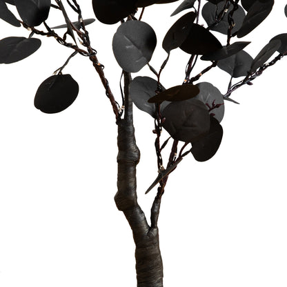 3' Pre-Lit Halloween Black Eucalyptus Tree, Nearly Natural with orange and purple LEDs on Tampa Home & Garden Store