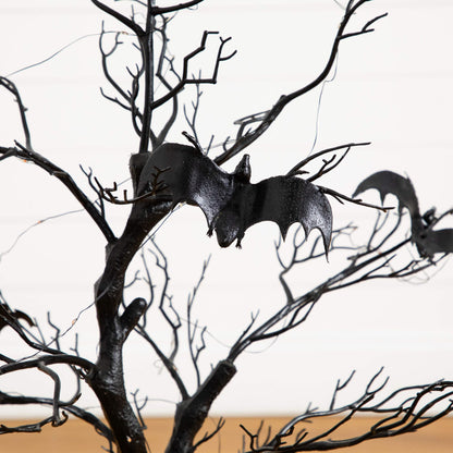 3' Pre-Lit Halloween Black Spooky Twig Tree with Bats and 100 Orange & Purple LED Lights on Tampa Home & Garden Store