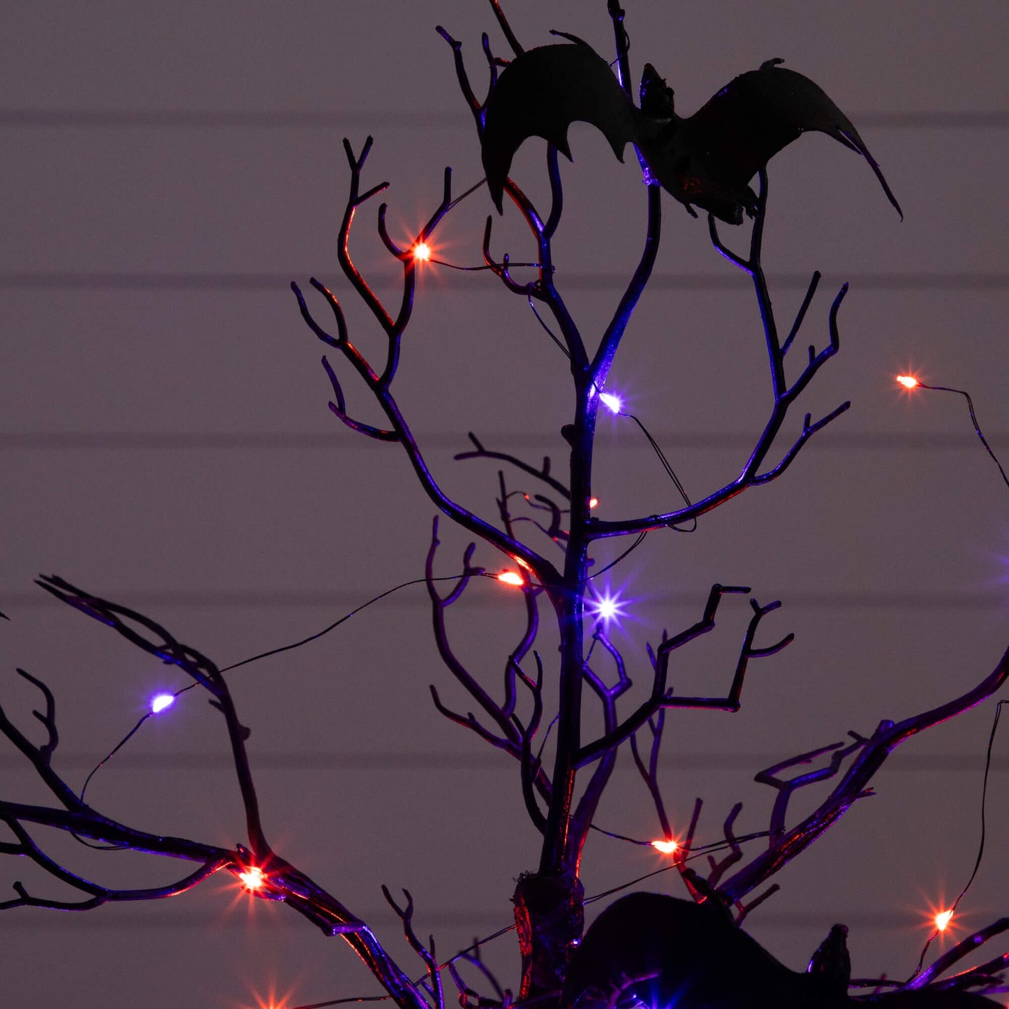 3 ft pre-lit black Halloween twig tree with bats and 100 orange purple LEDs Nearly Natural on Tampa Home & Garden Store