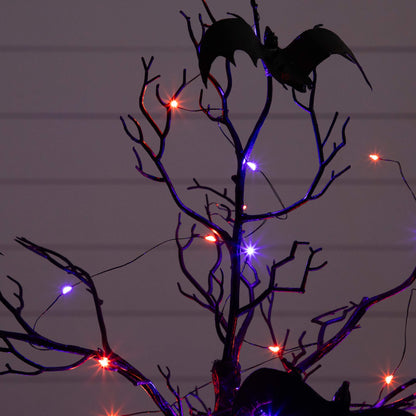 3 ft pre-lit black Halloween twig tree with bats and 100 orange purple LEDs Nearly Natural on Tampa Home & Garden Store