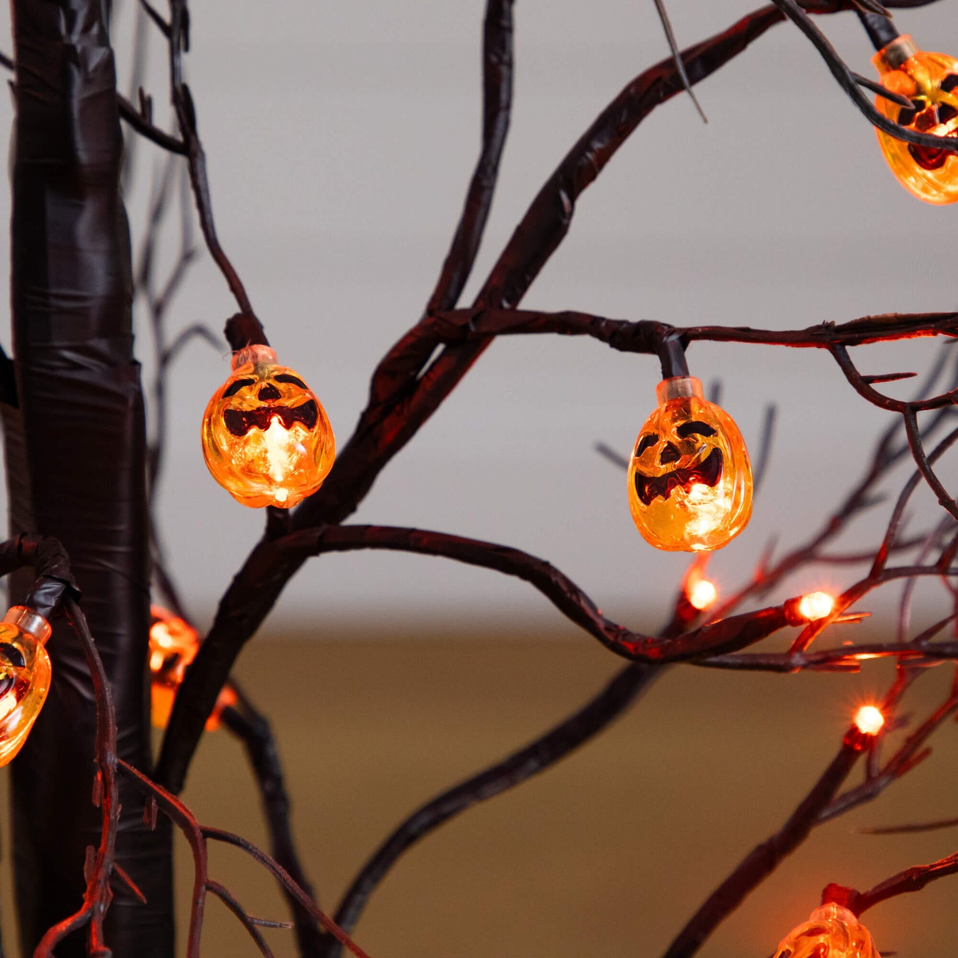 3 ft Nearly Natural Halloween black twig tree with 18 orange pumpkin LED lights on Tampa Home & Garden Store