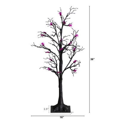 3' Pre-Lit Halloween Spider Twig Tree with 36 Purple LEDs by Nearly Natural on Tampa Home & Garden Store
