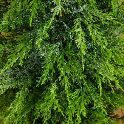3' Nearly Natural artificial cypress Christmas tree close-up with green needles and snow on Tampa Home & Garden Store