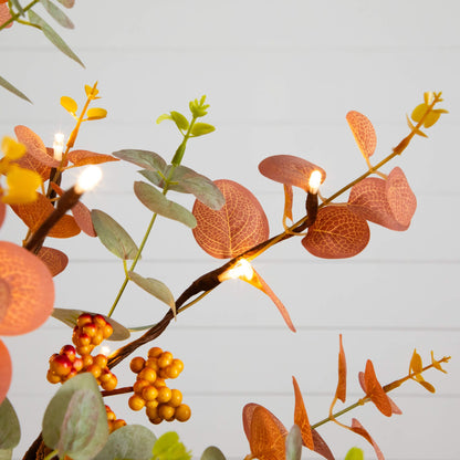 3' Pre-Lit Autumn Eucalyptus artificial tree with pinecones, berries and warm white LEDs on Tampa Home & Garden Store