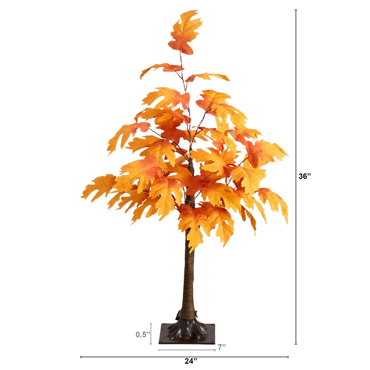 3' Pre-Lit Autumn Maple tree with orange leaves, brown trunk, 80 LEDs by Nearly Natural on Tampa Home & Garden Store
